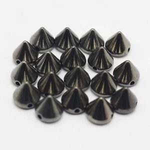 200 GunBlack Tone Metallic Rock Punk Spike Rivet Acrylic Taper Stud Beads 8X8mm - Picture 1 of 9
