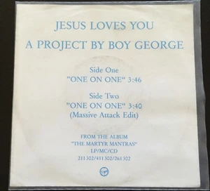 JESUS LOVES YOU One On One RARE 1990 GER 7" DJ PROMO MASSIVE ATTACK Boy George - Picture 1 of 4