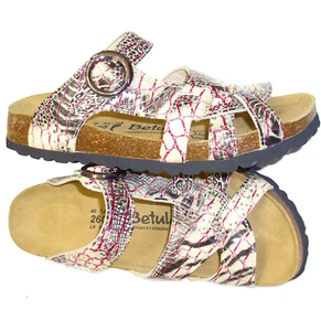 Betula BIRKENSTOCK 9 / 40 Patent Leather Exotic Print Slide Buckle Sandals - Picture 1 of 3
