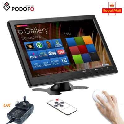 PODOFO 10.1" Inch HD LCD Screen Monitor PC CCTV HDMI/VGA/BNC Color Display Dual Speaker