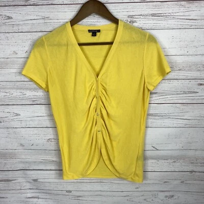 Lafayette 148 New York Womens Short Sleeve Cardigan Size P Yellow Lightweight - Image 1 of 4