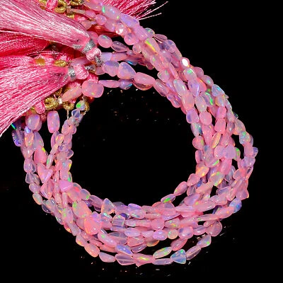 Cuentas lisas de piedras preciosas de ópalo etíope rosa 4X3 8X7 mm hilo 8" EB-802 Foto 1 de 4