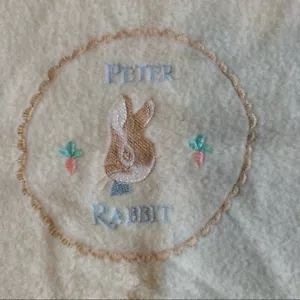 Vintage Quiltex Beatrix Potter Peter Rabbit Baby Blanket Union Made - Picture 1 of 5