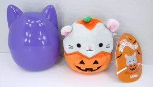 Squishmallows Halloween 4" Milto Mouse In Pumpkin Plush Mystery Squad in Cap NWT - Picture 1 of 5