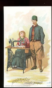 1892 World's Fair Advertising Cards-Singer Sewing M..-Netherlands, Island Marken - Picture 1 of 2