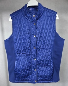 Women's Royal Blue Quilted Vest Lined Sides Stretch Snap Collared Probable sz XL - Picture 1 of 5