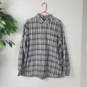 Eddie Bauer Gray Plaid Button Down Men's Shirt Size XL Gray Hues Soft Fabric - Picture 1 of 10