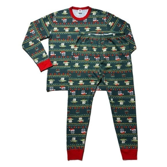 Hanna Andersson Star Wars Mandalorian Adult Unisex Long John Pajamas L Christmas - Image 1 of 4