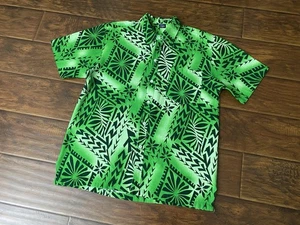Urban Islander Men's Hawaiian Tribal Green Barkcloth Pocket Shirt Size XL - Picture 1 of 8