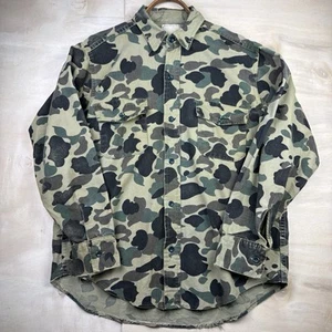 Vintage Deerskin Woodland Camo Button Up Hunting Sz XL Shirt Distressed - Picture 1 of 10