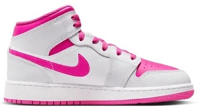 Big Kid's Jordan 1 Mid Iris Whisper/Fire Pink-White - Image 1 of 4
