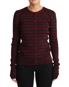 Dolce & Gabbana Metallic Striped Cardigan TSH5774 Women Black Sweaters - Picture 1 of 7