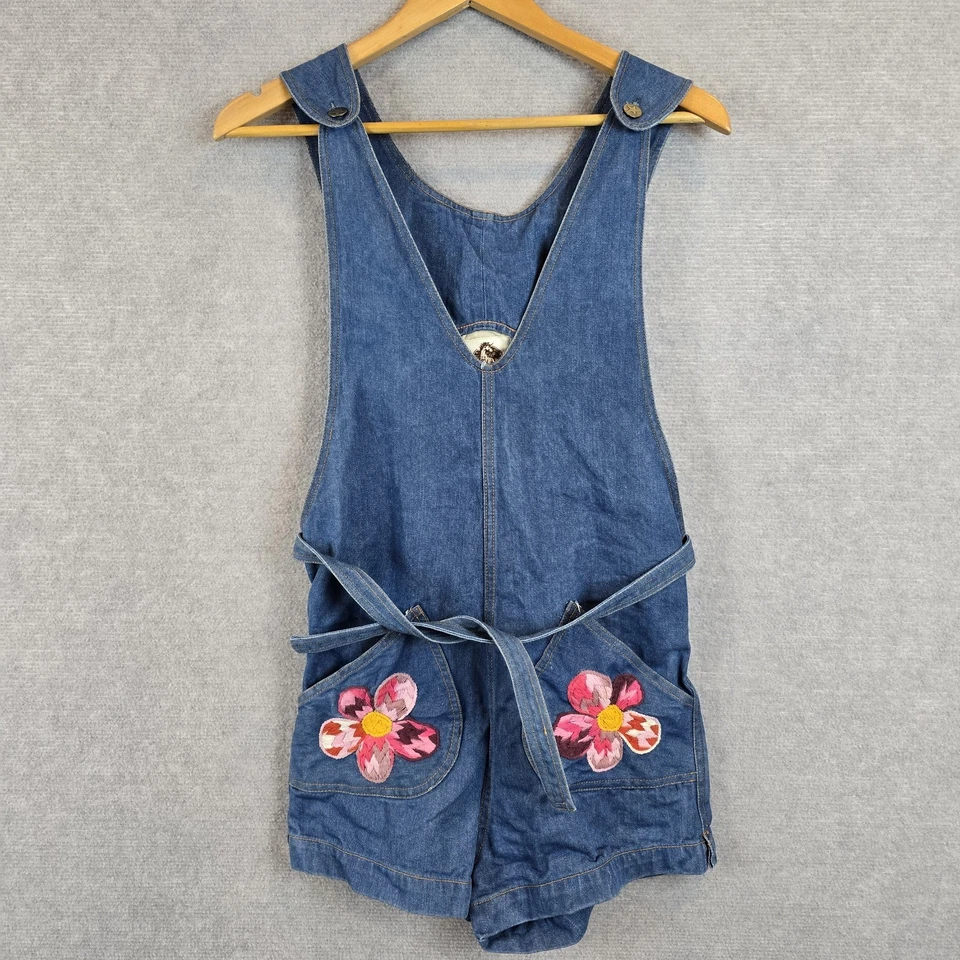 Mono Chasing Unicorns Mujer Talla XS Azul Denim Bordado Floral Mono  Foto 1 de 4