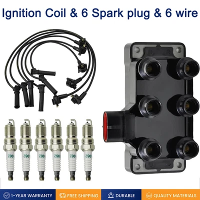 Ignition Coil & 6 Spark plug & 6 wire FD480 For Ford Explorer Sport Trac V6 4.0L Foto 1 de 4