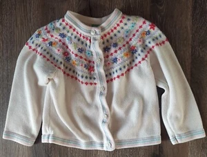 Vtg GYMBOREE Girls Floral Embroidered Knit Sweater Cardigan Medium 4 Yrs 2001 - Picture 1 of 4