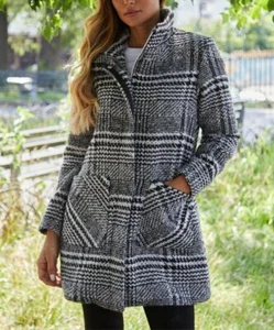 Weatherproof women's black and white Plaid Funnel Collar Coat size 1x - Picture 1 of 1