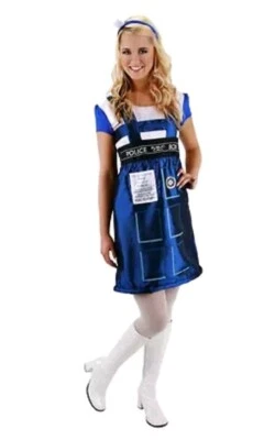HalfOff! Vestido Disfraz Tardis Halloween Doctor Who Manga Corta 2 Piezas Diadema W Foto 1 de 4
