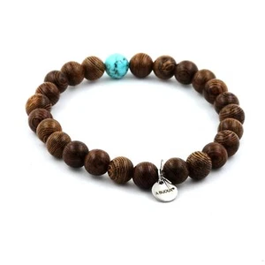 Armband Holzperlen + Türkis 8 Mm. Made IN Frankreich - Bild 1 von 6