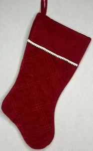 Santa's Best Red Velvet Scallop Cuff Diamond Quilted Christmas Stocking 17” - Picture 1 of 6