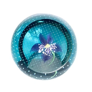 CHG Art Glass Paperweight Flower w/ Controled Bubble - Picture 1 of 4