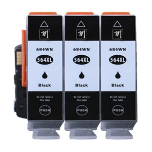 3pk Black Ink CN684WN Bk Ink for HP 564XL Photosmart 5512 5520 B210 7525 B109q - Picture 1 of 1
