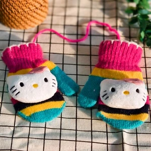 Kids Cute Style Winter Soft Gloves Girls Prevent Lose Rope Warm Mittens 2025 - Picture 1 of 10