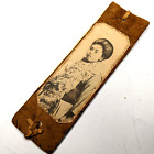 Vintage Leather Chinese / Japanese Woman Ink Blotter Bookmark Cute Asian 1N