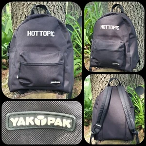 Black YakPak Hot Topic Back Pack Book Bag Two Pouch Zipper Adjustable Straps - Picture 1 of 13