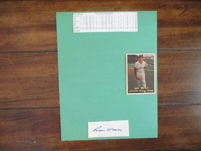 Tarjeta de índice recortada firmada por Don Mossi (muerto en 2019) con pantalla de 8 x 11 con tarjeta Topps 1957 Foto 1 de 4
