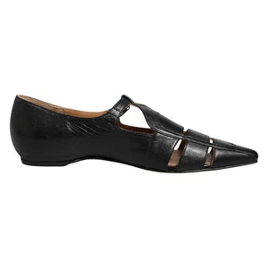 POMME D OR Shoes Black Leather Pointed Toe Sandals Ballet Flats s. EU37 / US6.5 - Picture 1 of 8