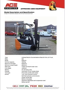 STILL RX50-15 3W Electric Forklift Hire-£59.99pw Buy-£8495 HP-£42.42pw AH1522 - Picture 1 of 2