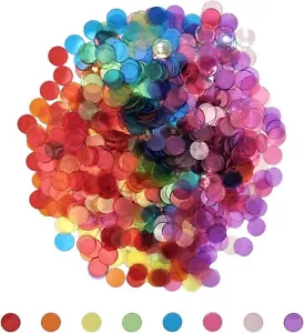 1000 Pcs of 3/4 inch Transparent 8 Color Bingo Counting Chips Plastic Markers fo - Picture 1 of 6