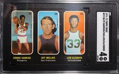 1971-72 Topps Trios Stickers #37 Hawkins Mullins Lew Alcindor Abdul-Jabbar SGC 4 - Image 1 of 4