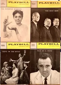 LOTE DE 4 DRAMAS DE LA DÉCADA DE 1960 BROADWAY PLAYBILL THE MIRACLE WORKER THE BEST MAN + - Imagen 1 de 2