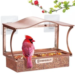 Metal Window Bird Feeder with Suction Cups Outdoor Feeder for Bird Watching - Picture 1 of 6
