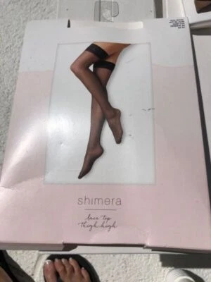 Manguera superior de encaje SHIMERA hasta el muslo talla C/D JET NEGRA nueva en caja ligeramente dañada Foto 1 de 4