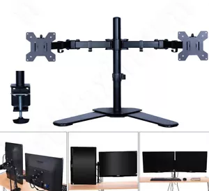 SatMaximum Dual Monitor Desk Stand Adjustable Mount Tilt Computer Screens 10 27" - Picture 1 of 10