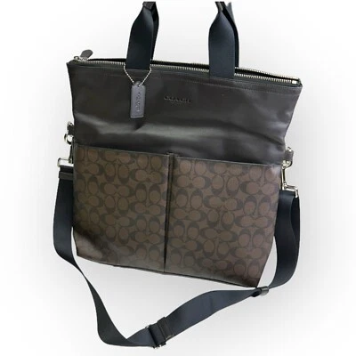 COACH Mens Signature Foldover City Tote 71796 Mahogany Brown New With Tag - Image 1 of 4