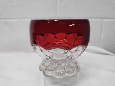 EAPG Hobbs Brockunier Hexagon Block Ruby Stain Spoon - Image 1 of 4