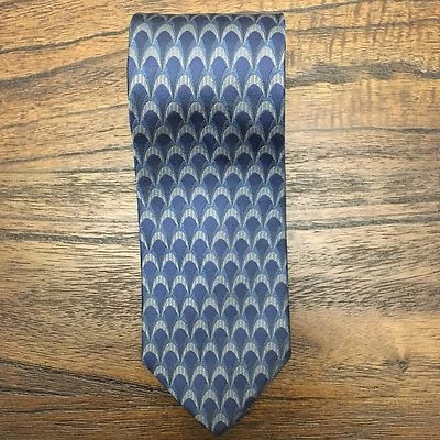  Giorgio Moreschi 100% 真丝蓝色图案领带时尚男式 — 第 1/4 张图片