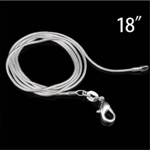 10Pcs Wholesale 925 Silver Solid 1MM Snake Chain Necklace Pendant Jewellery Lot