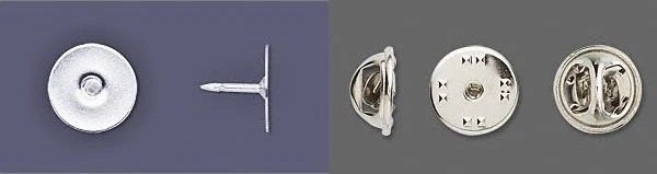 25 fornituras de pasador de solapa chapadas en plata almohadilla plana redonda de 12 mm más embragues Foto 1 de 1