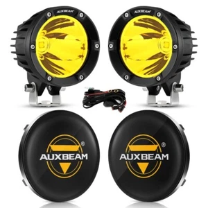 AUXBEAM 4" LED Work Light Bar Spot Pods Driving Amber Fog Offroad Lamp + Covers - Picture 1 of 12