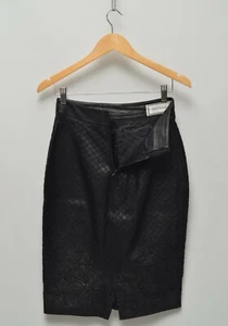 GIANNI VERSACE Luxury Vintage RARE! Black Quilted Leather Skirt Made in Italy - Picture 1 of 12