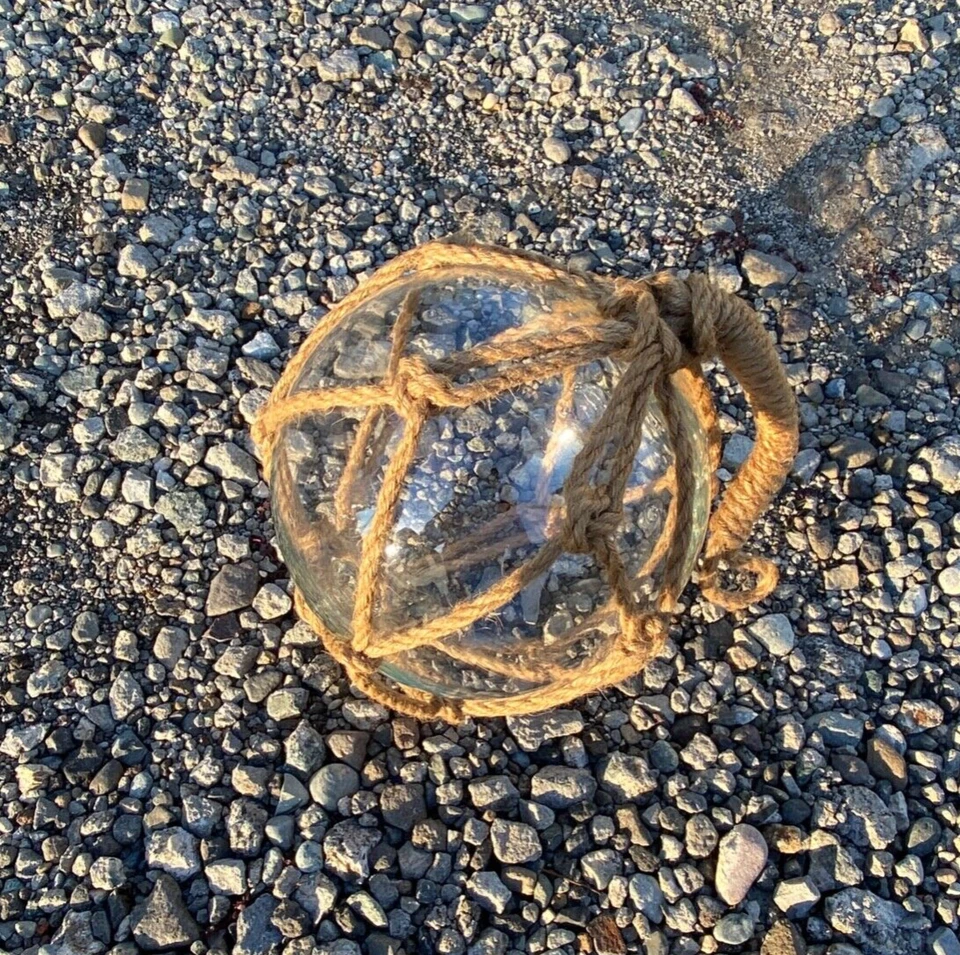 ENORME RED DE BOLAS Boya Redonda Japonesa VIDRIO FLOTADORES 8.7" 22cm Auténtica De Colección Foto 1 de 4