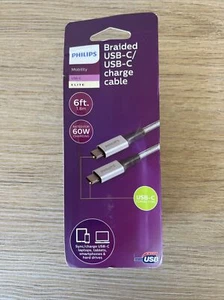 Philips 6ft. USB-C to USB-C Elite Premium Braided Charging Cable - Photo 1 sur 2