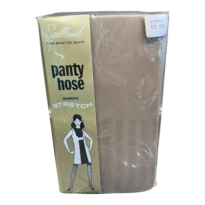 Pantimedias texturizadas elásticas sin costuras encuadernadas hechizadas vintage años 60 bronceadas promedio Foto 1 de 2
