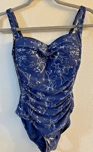 Niptuck Navy Blue Silver Floral One Piece Swimsuit US 4 - UK 8 Multi Fit Cup - Picture 1 of 12