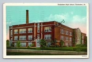 Postcard Kankakee High School Kankakee Illinois Linen - Picture 1 of 2
