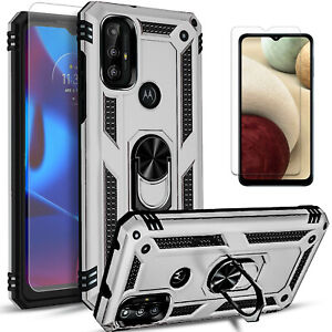 For Motorola Moto G Power 2022 Case, Ring stand Cover + Tempered Glass Protector